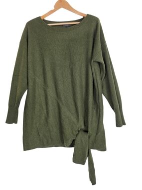 J. Crew Wool knit Olive Green Crewneck Sweater with Side Tie